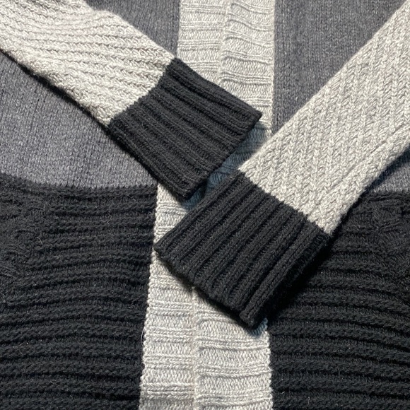 EMU Australia Wool Sweater Open Cardigan Long Color Block Black Gray Size Medium - Picture 7 of 13